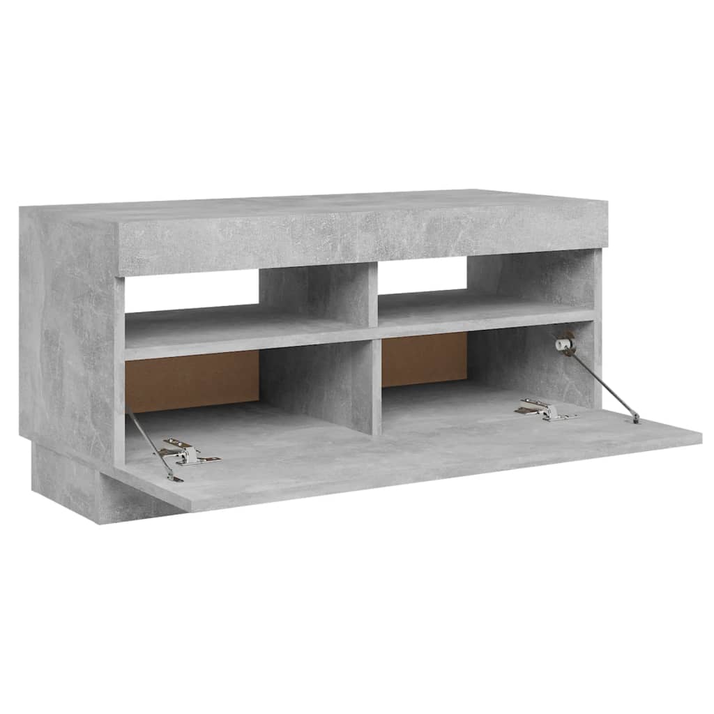 TV cabinet with LED lights concrete gray 80x35x40 cm