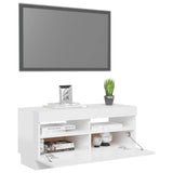 Meuble TV avec lumières LED blanc brillant 80x35x40 cm