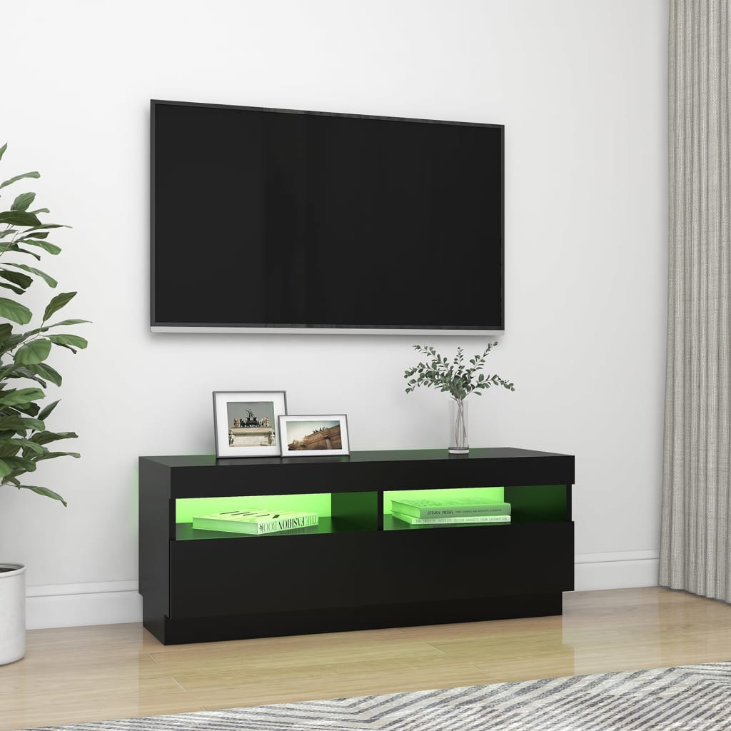 TV cabinet with LED lights black 100x35x40 cm