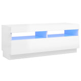 TV cabinet with LED lights glossy white 100x35x40 cm