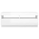 TV cabinet with LED lights glossy white 100x35x40 cm