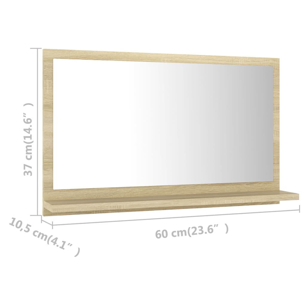 Miroir salle de bain Chêne sonoma 60x10,5x37 cm Bois ingénierie