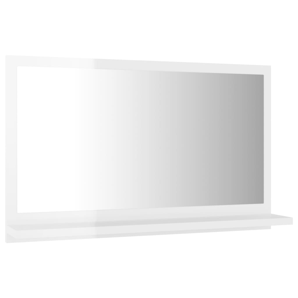 Miroir de salle de bain Blanc brillant Bois d’ingénierie