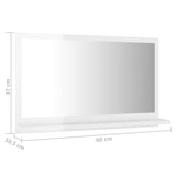 Miroir de salle de bain Blanc brillant Bois d’ingénierie