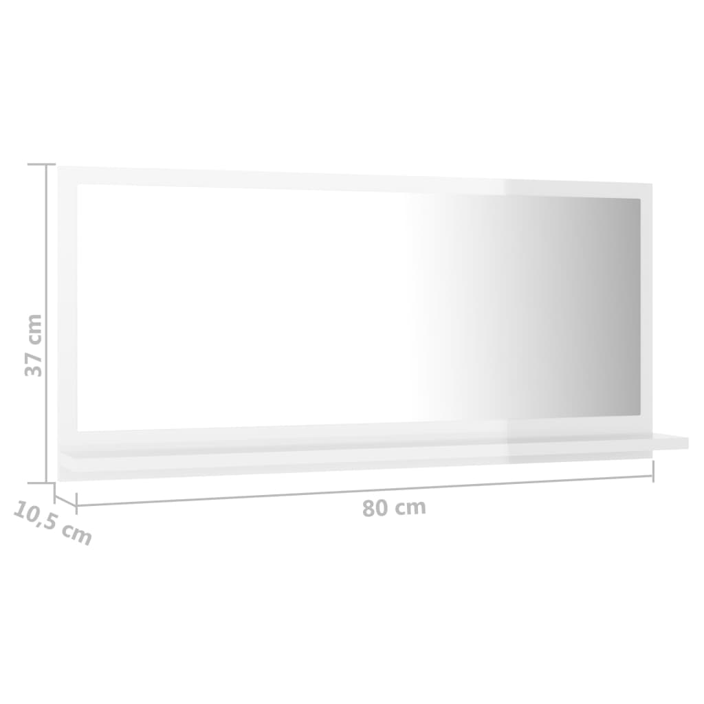 Miroir de salle de bain Blanc brillant Bois d’ingénierie