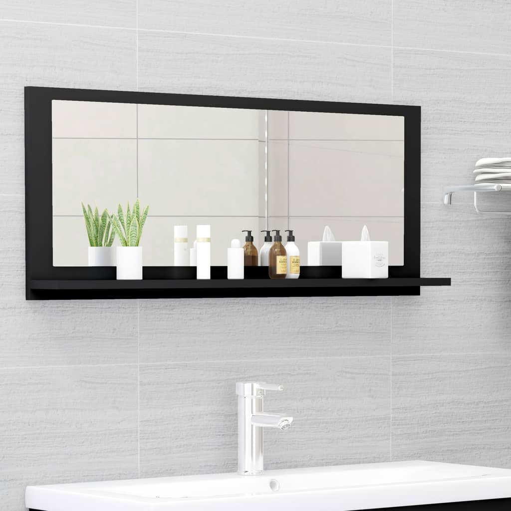 Black bathroom mirror 90x10.5x37 cm Chipboard