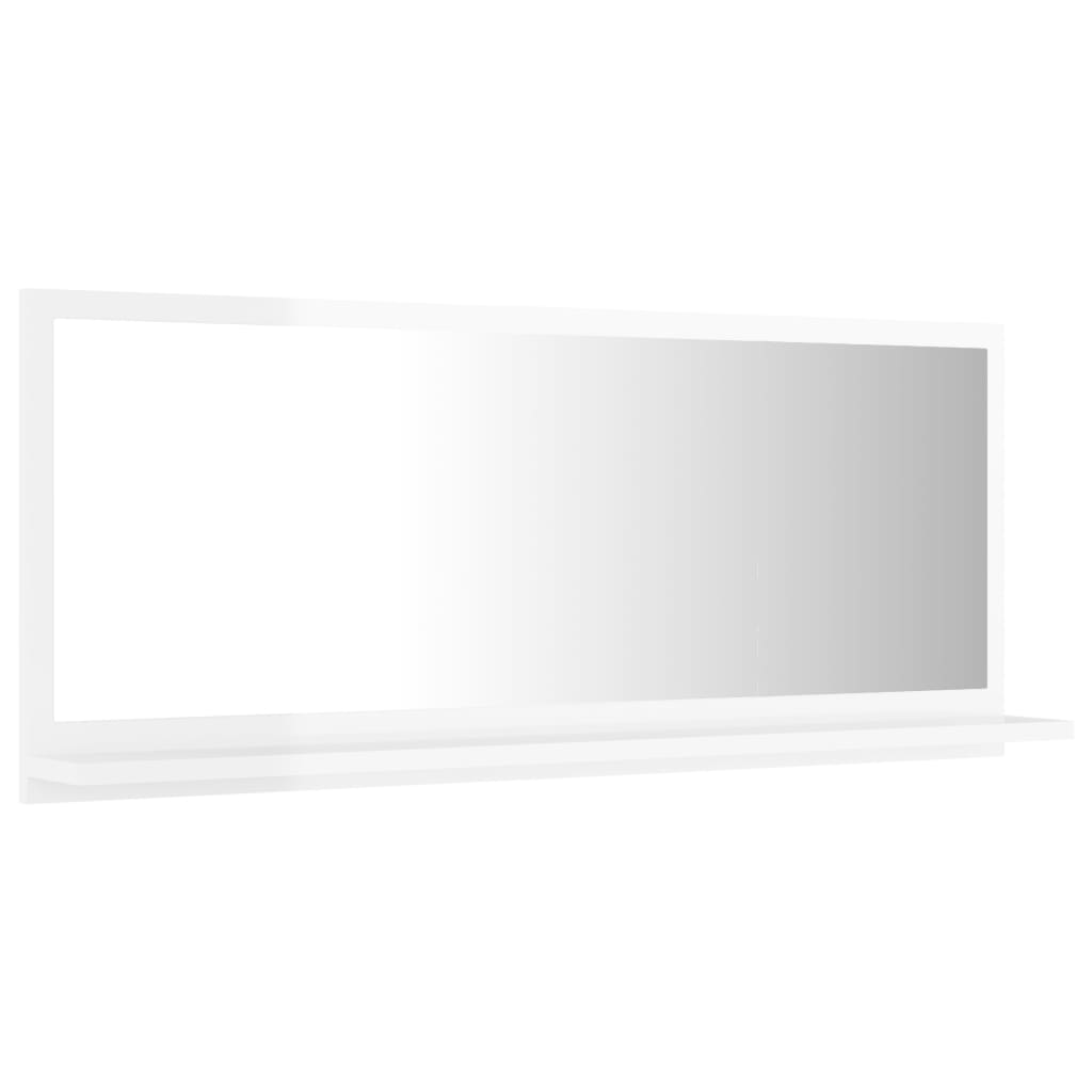 Miroir de salle de bain Blanc brillant Bois d’ingénierie