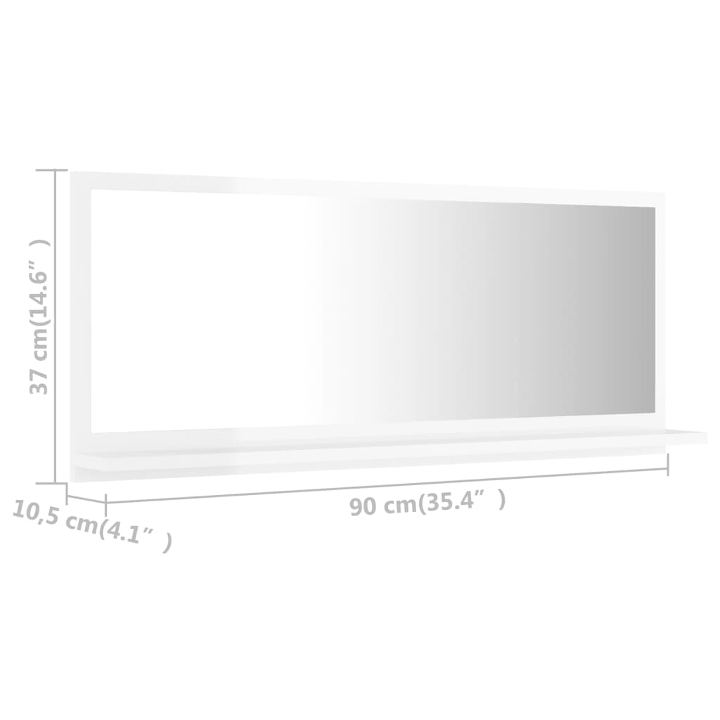 Miroir de salle de bain Blanc brillant Bois d’ingénierie