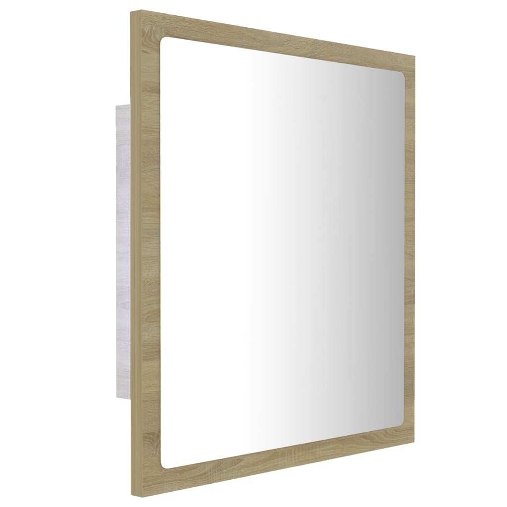 Miroir LED de salle de bain Chêne sonoma 40x8,5x37 cm Acrylique