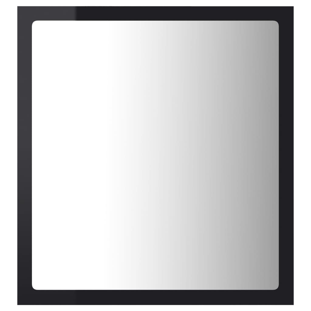 Miroir LED de salle de bain Noir brillant 40x8,5x37cm Acrylique