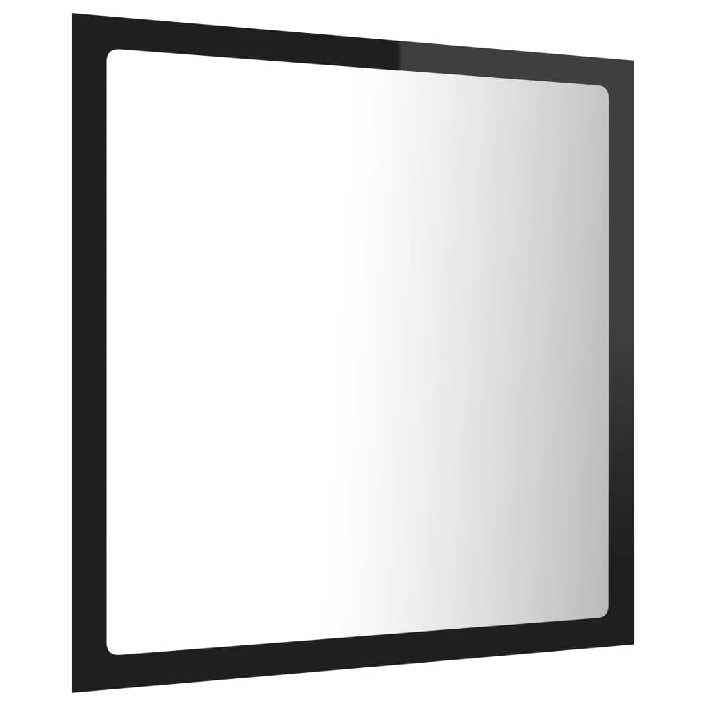 Miroir LED de salle de bain Noir brillant 40x8,5x37cm Acrylique