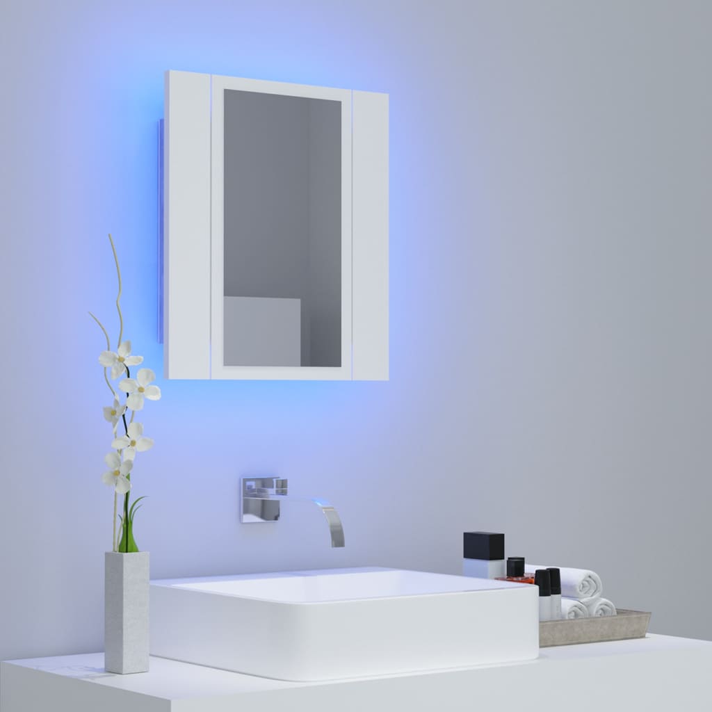 Armoire salle de bain à miroir LED Blanc 40x12x45 cm Acrylique