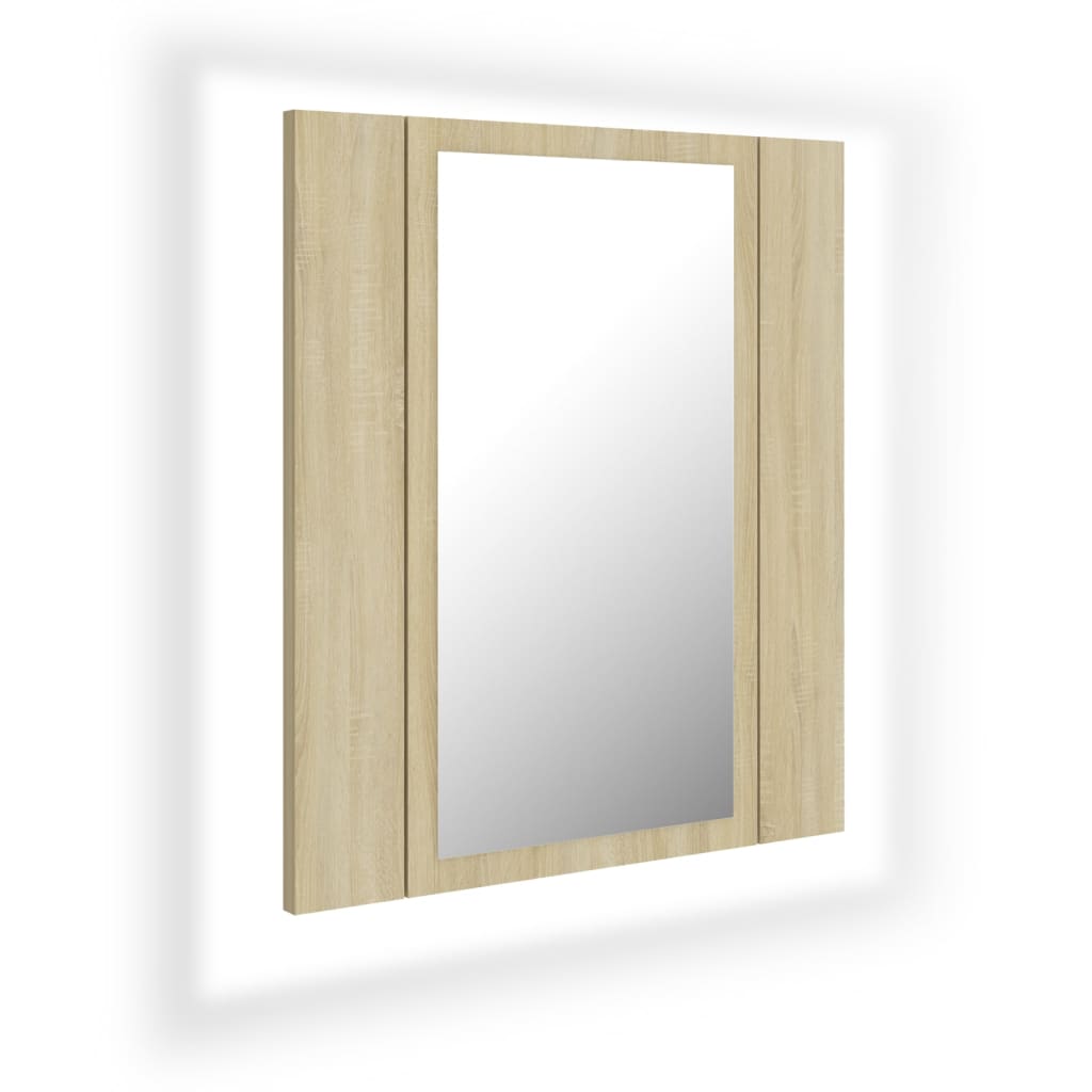 Armoire à miroir LED de bain Chêne sonoma 40x12x45 cm Acrylique