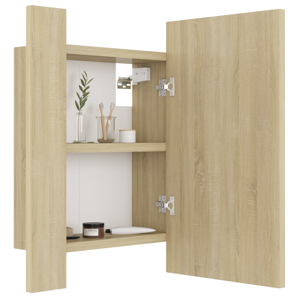 Armoire à miroir LED de bain Chêne sonoma 40x12x45 cm Acrylique