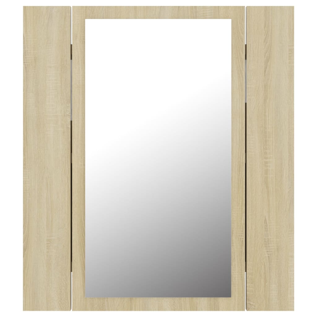 Armoire à miroir LED de bain Chêne sonoma 40x12x45 cm Acrylique