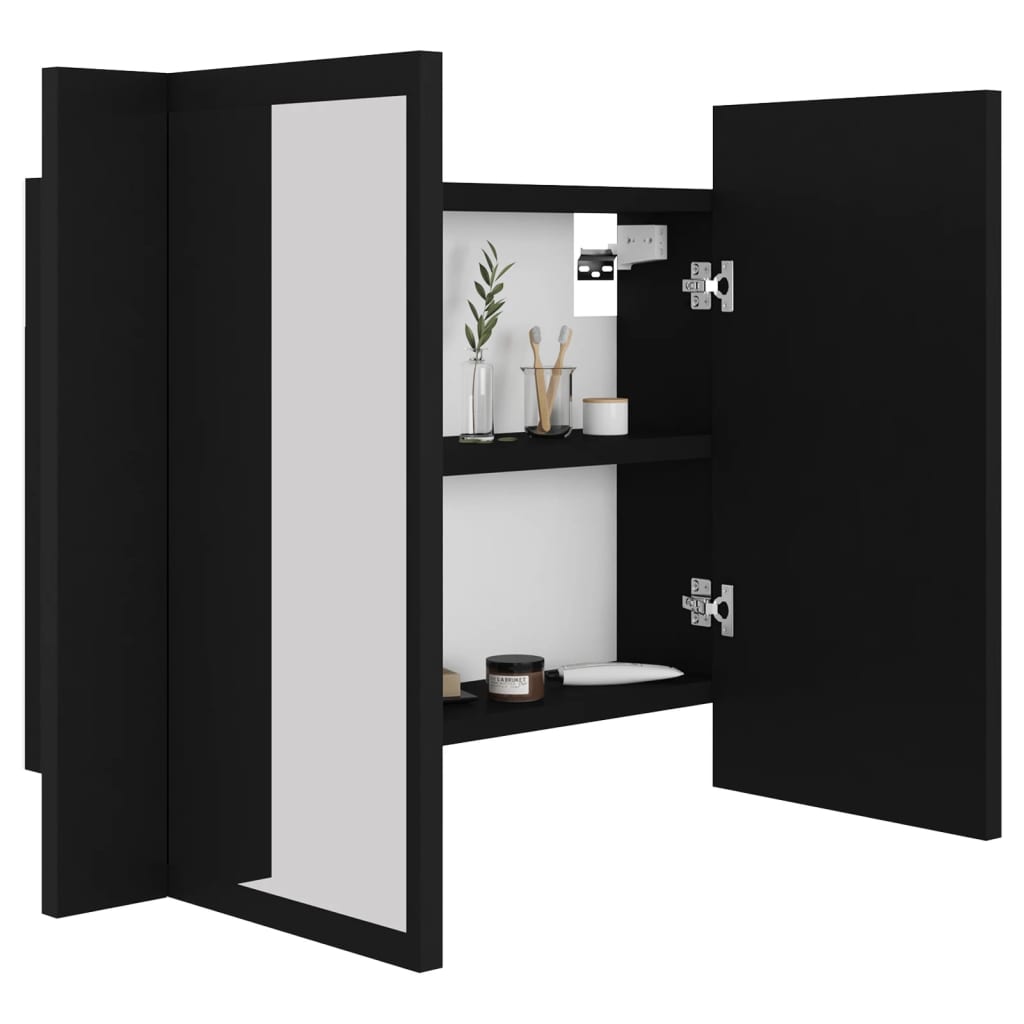 Armoire à miroir de salle de bain LED Noir 60x12x45 Acrylique