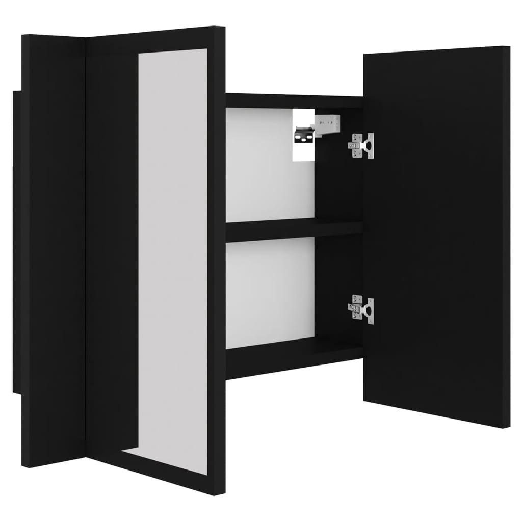 Armoire à miroir de salle de bain LED Noir 60x12x45 Acrylique