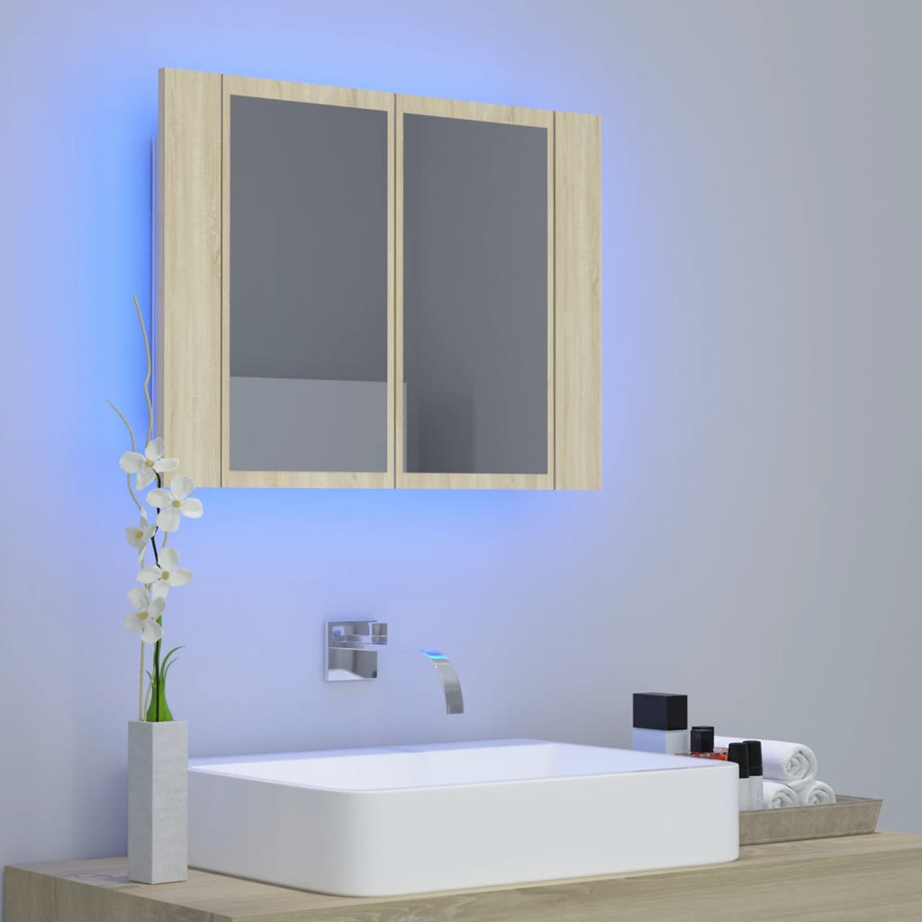 LED bathroom mirror cabinet Sonoma oak 60x12x45 Acrylic