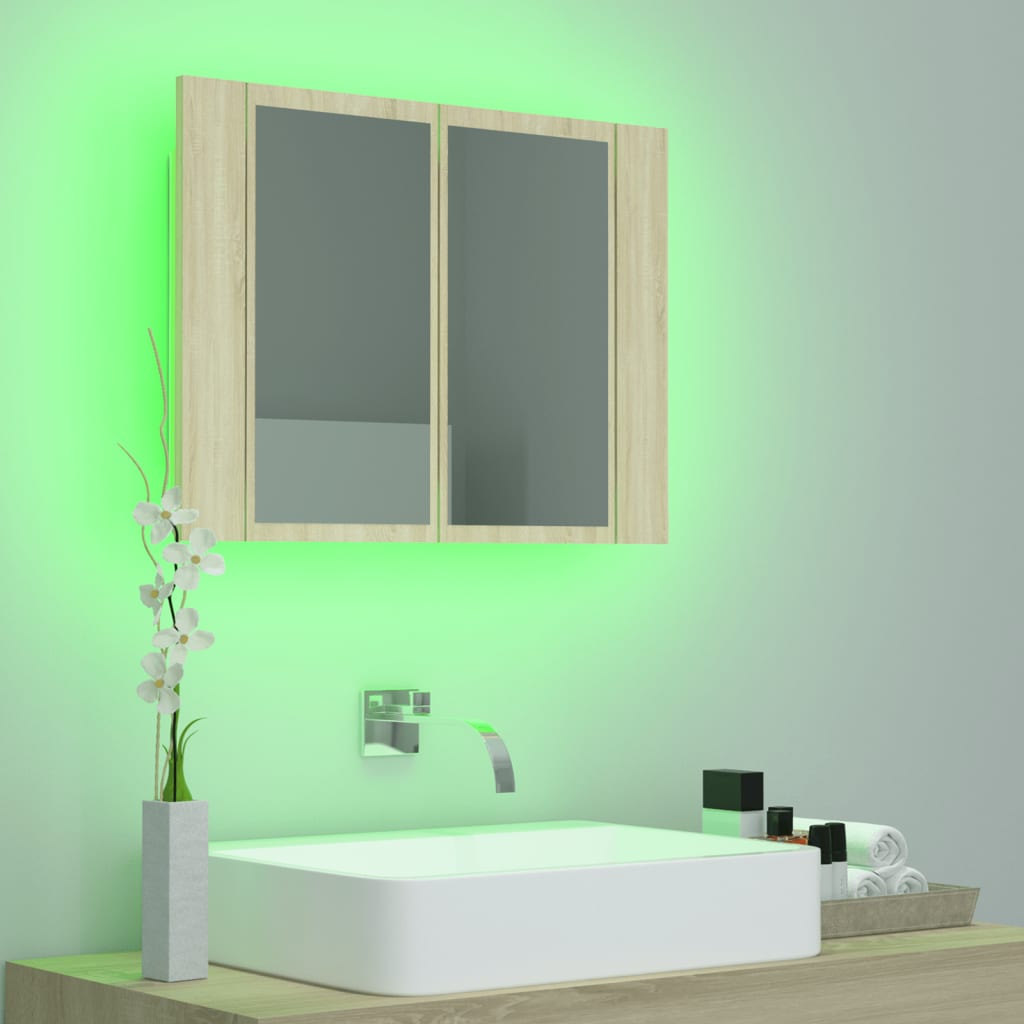 LED bathroom mirror cabinet Sonoma oak 60x12x45 Acrylic