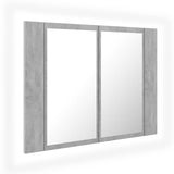 Armoire de salle de bain à miroir LED Gris béton Acrylique