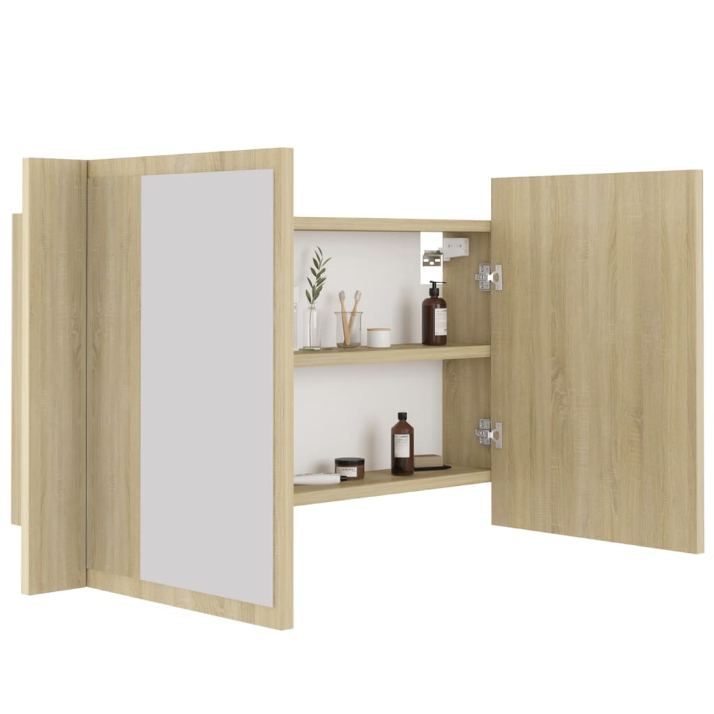 Armoire à miroir à LED de bain Chêne sonoma 80x12x45 Acrylique