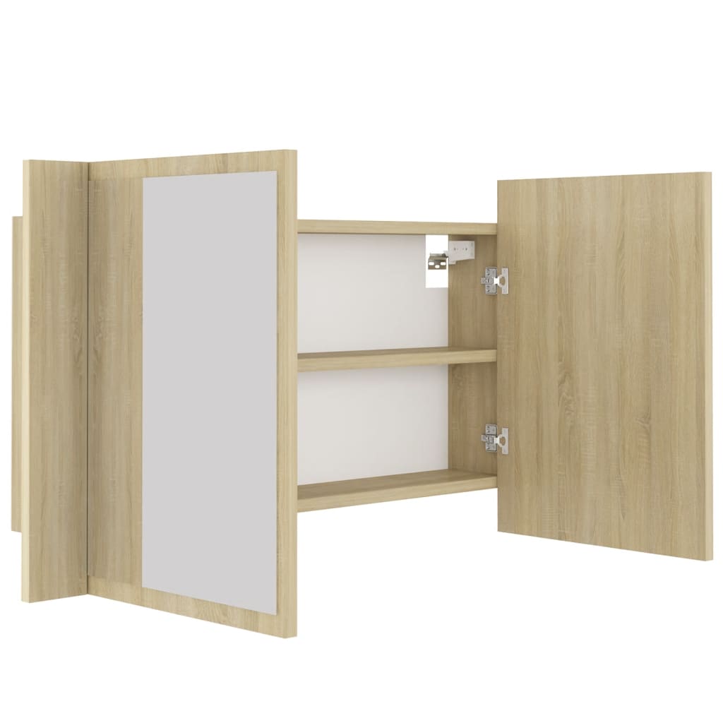 Bad-LED-Spiegelschrank Sonoma-Eiche 80x12x45 Acryl