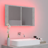 Armoire de salle de bain à miroir LED Gris béton Acrylique