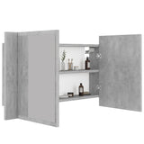 Armoire de salle de bain à miroir LED Gris béton Acrylique