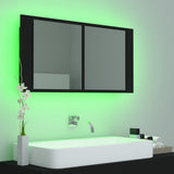 LED Bathroom Mirror Cabinet Black 90x12x45 Acrylic