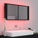 LED Bathroom Mirror Cabinet Black 90x12x45 Acrylic