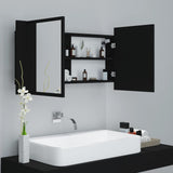 LED Bathroom Mirror Cabinet Black 90x12x45 Acrylic