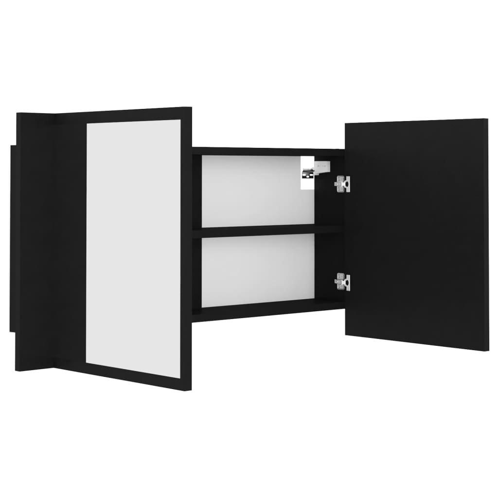 LED Bathroom Mirror Cabinet Black 90x12x45 Acrylic