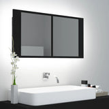 LED Bathroom Mirror Cabinet Black 90x12x45 Acrylic