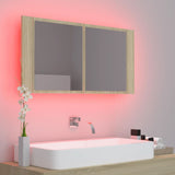 Armoire à miroir à LED de bain Chêne sonoma 90x12x45 Acrylique