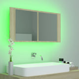 Armoire à miroir à LED de bain Chêne sonoma 90x12x45 Acrylique