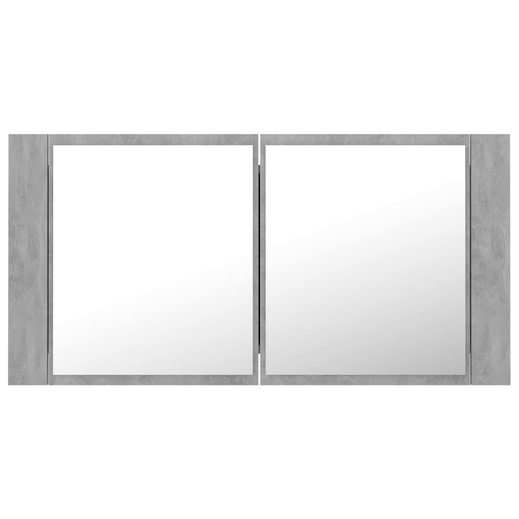 Armoire de salle de bain à miroir LED Gris béton Acrylique