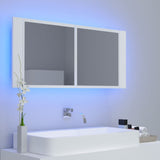 Armoire salle de bain à miroir LED Blanc 100x12x45 cm Acrylique