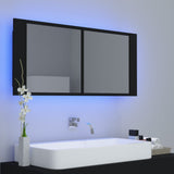 Armoire à miroir de salle de bain LED Noir 100x12x45 Acrylique