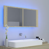 Armoire à miroir à LED de bain Chêne sonoma 100x12x45 Acrylique