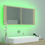 Armoire à miroir à LED de bain Chêne sonoma 100x12x45 Acrylique