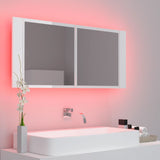 Armoire à miroir de bain à LED Blanc brillant Acrylique