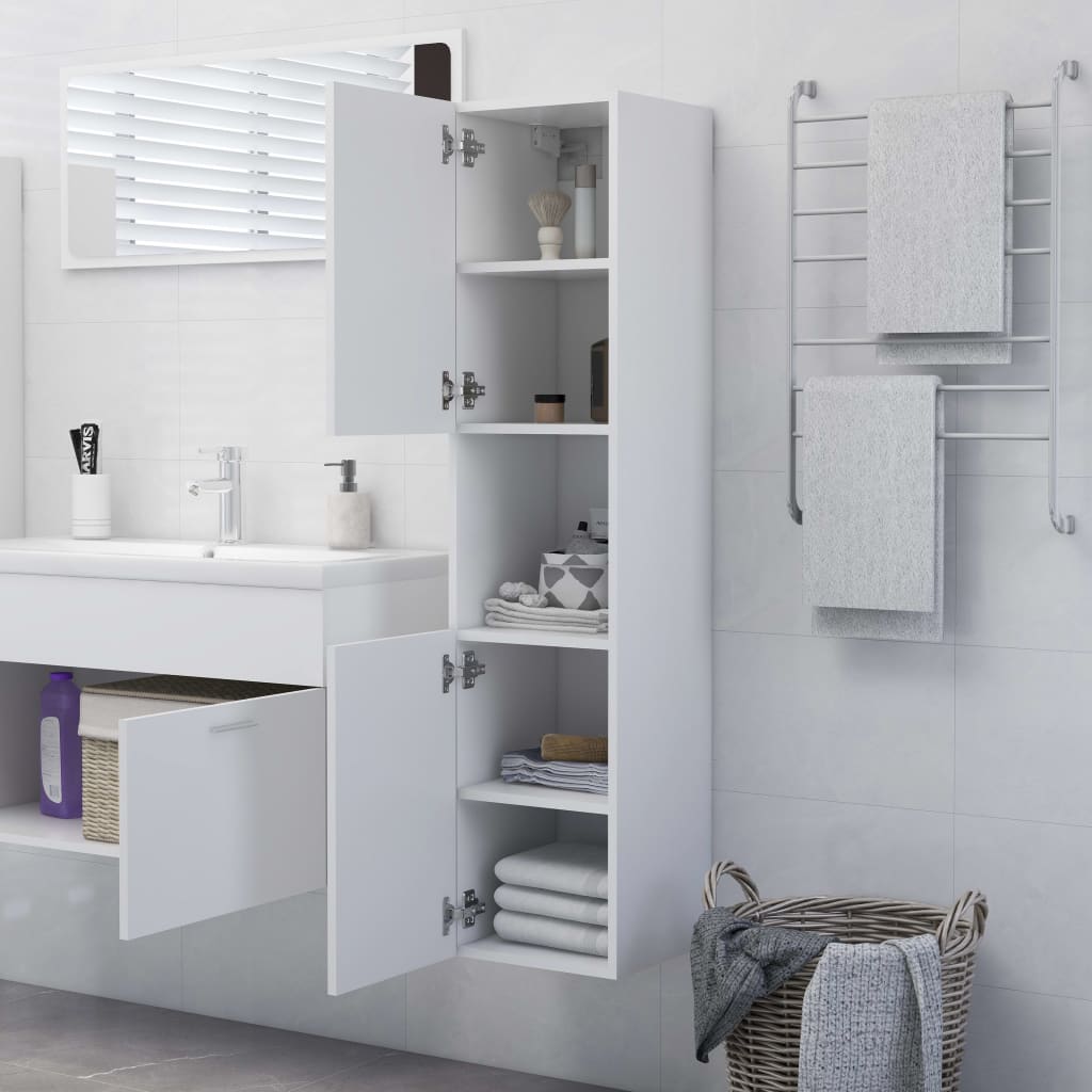 Bathroom cabinet White 30x30x130 cm Engineered wood