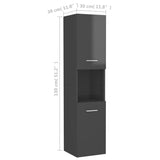 Armoire de salle de bain Gris brillant Bois d'ingénierie