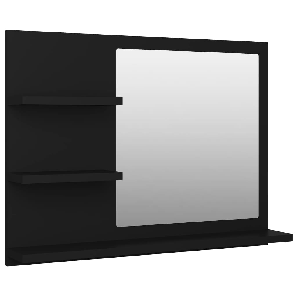 Black bathroom mirror 60x10.5x45 cm engineered wood