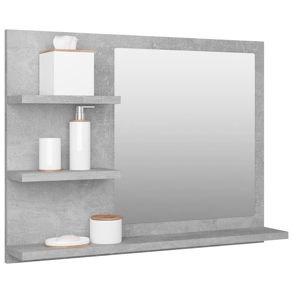 Miroir de salle de bain gris béton 60x10,5x45cm bois ingénierie