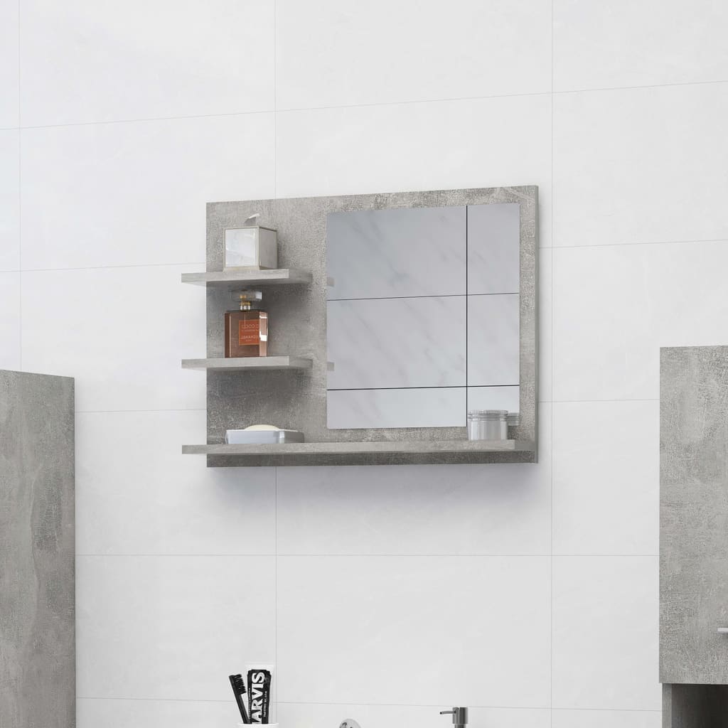 Miroir de salle de bain gris béton 60x10,5x45cm bois ingénierie