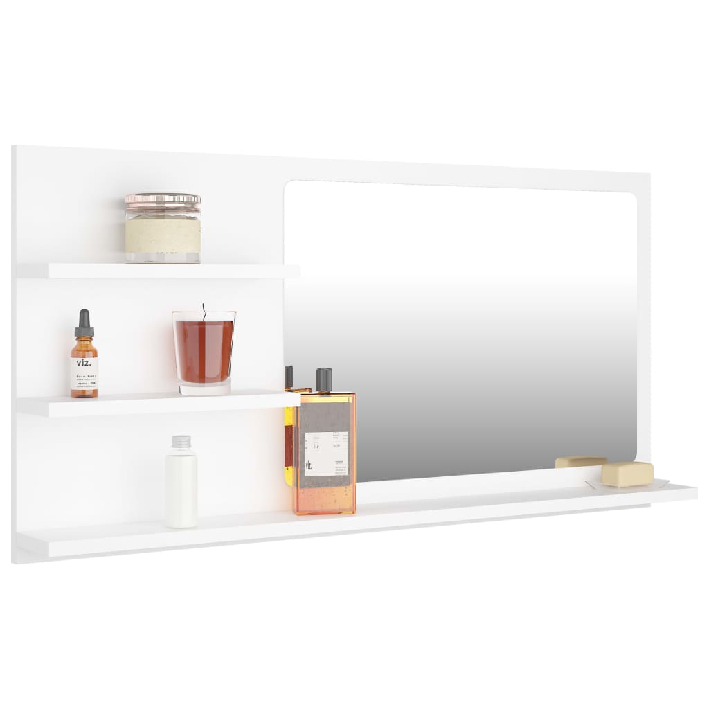 White bathroom mirror 90x10.5x45 cm engineered wood