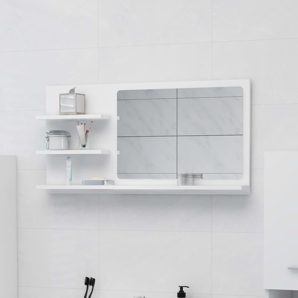 White bathroom mirror 90x10.5x45 cm engineered wood