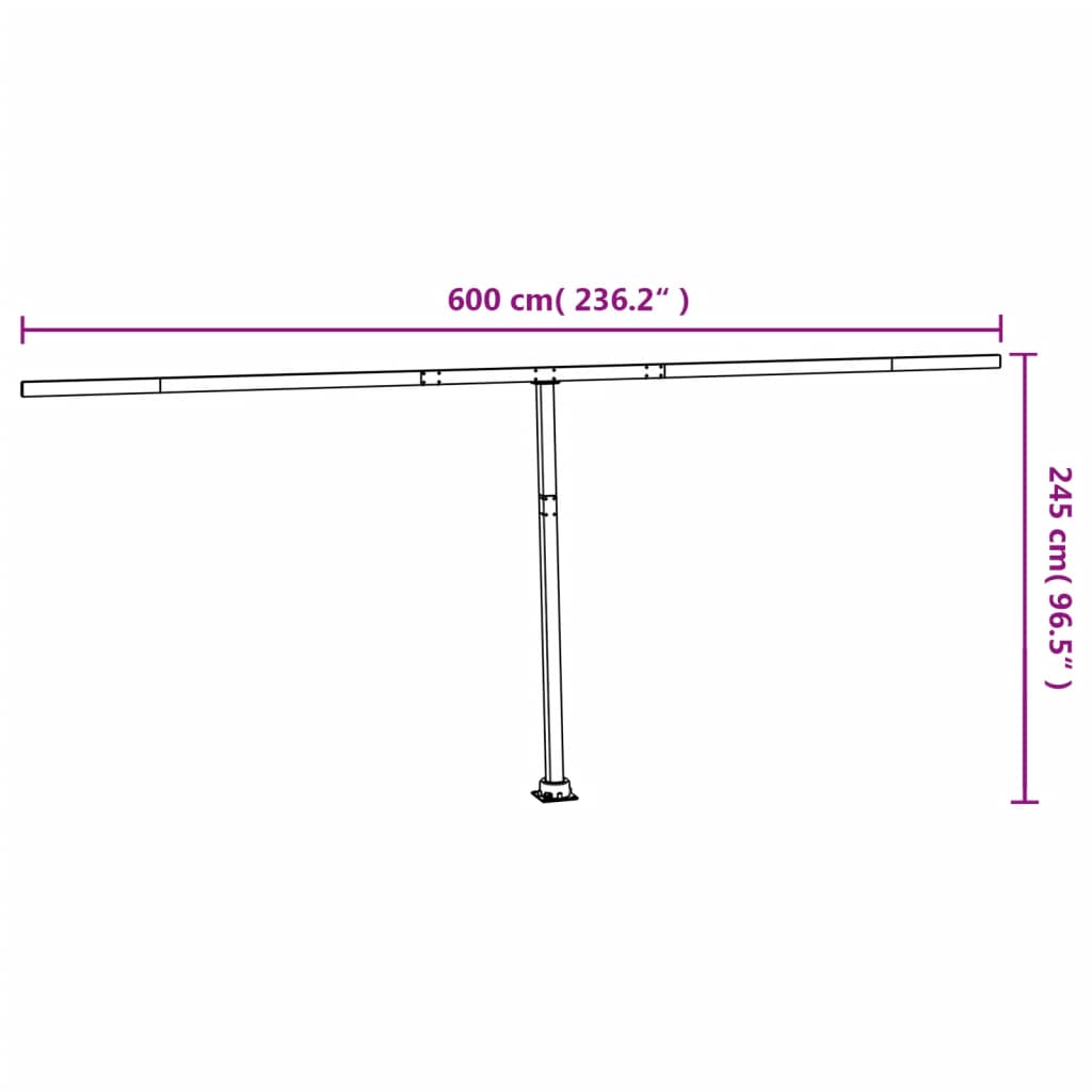 Satz weiße Markisenpfosten 600x245 cm aus Eisen