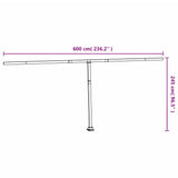 White awning pole set 600x245 cm iron